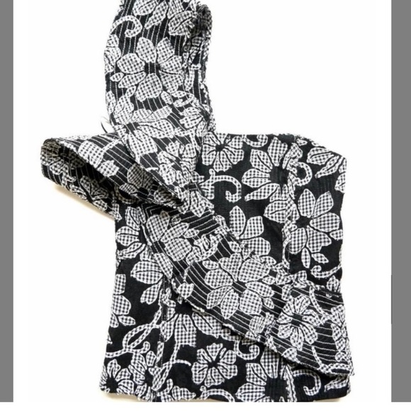 Zara Black Floral One Shoulder Ruffle Top Sz M - Picture 4 of 7